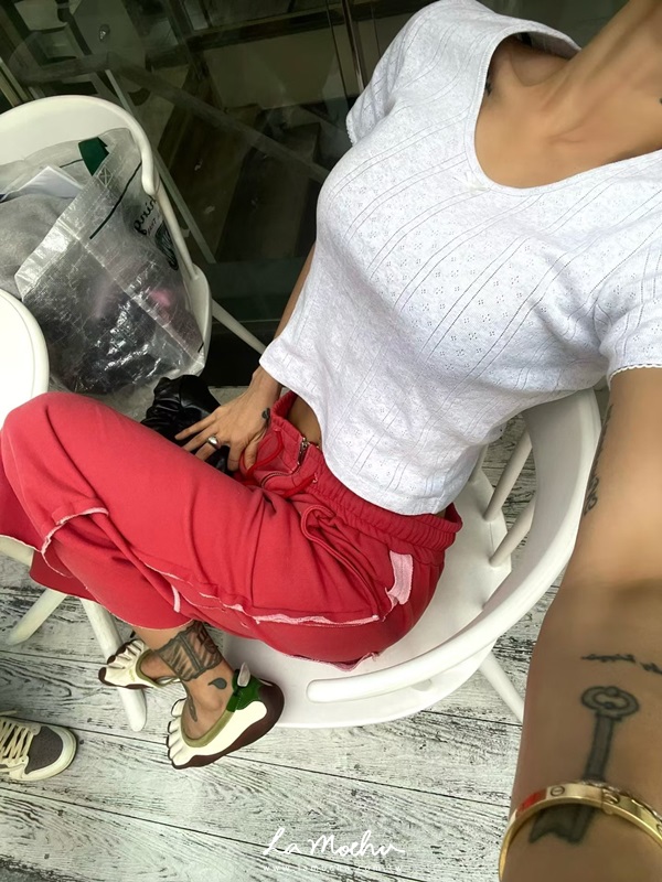 拉鍊運動水洗棉八分褲